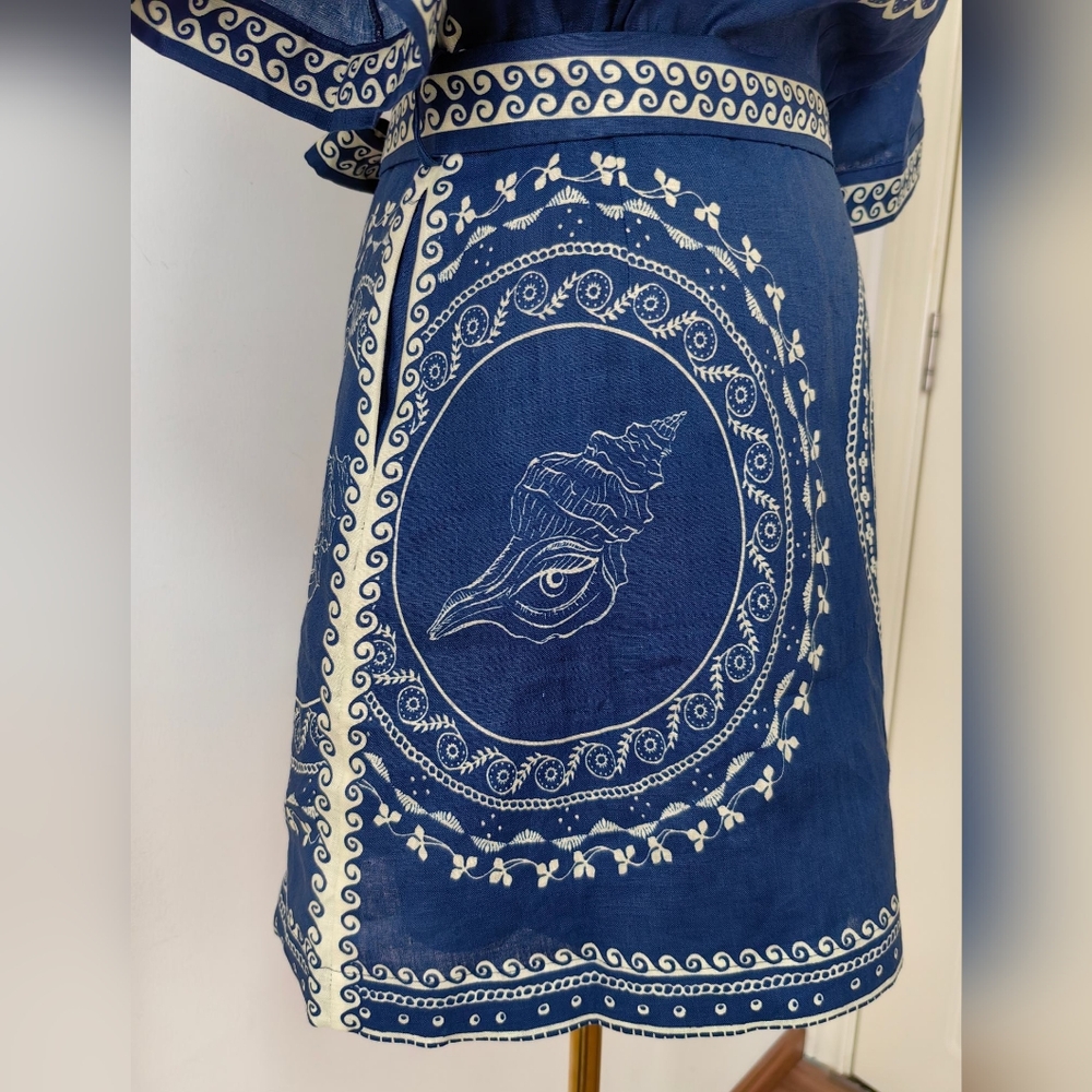 Alemais Oceane belted printed linen mini shirt dress - Picture 9 of 11